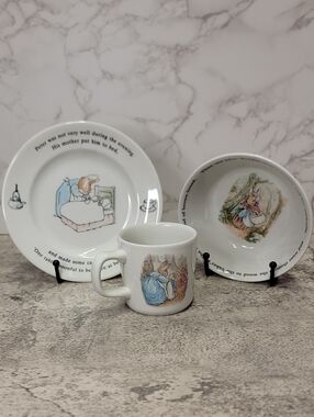 Vintage Beatrix Potter Peter Rabbit Wedgwood Dish Gift set NEW IN BOX